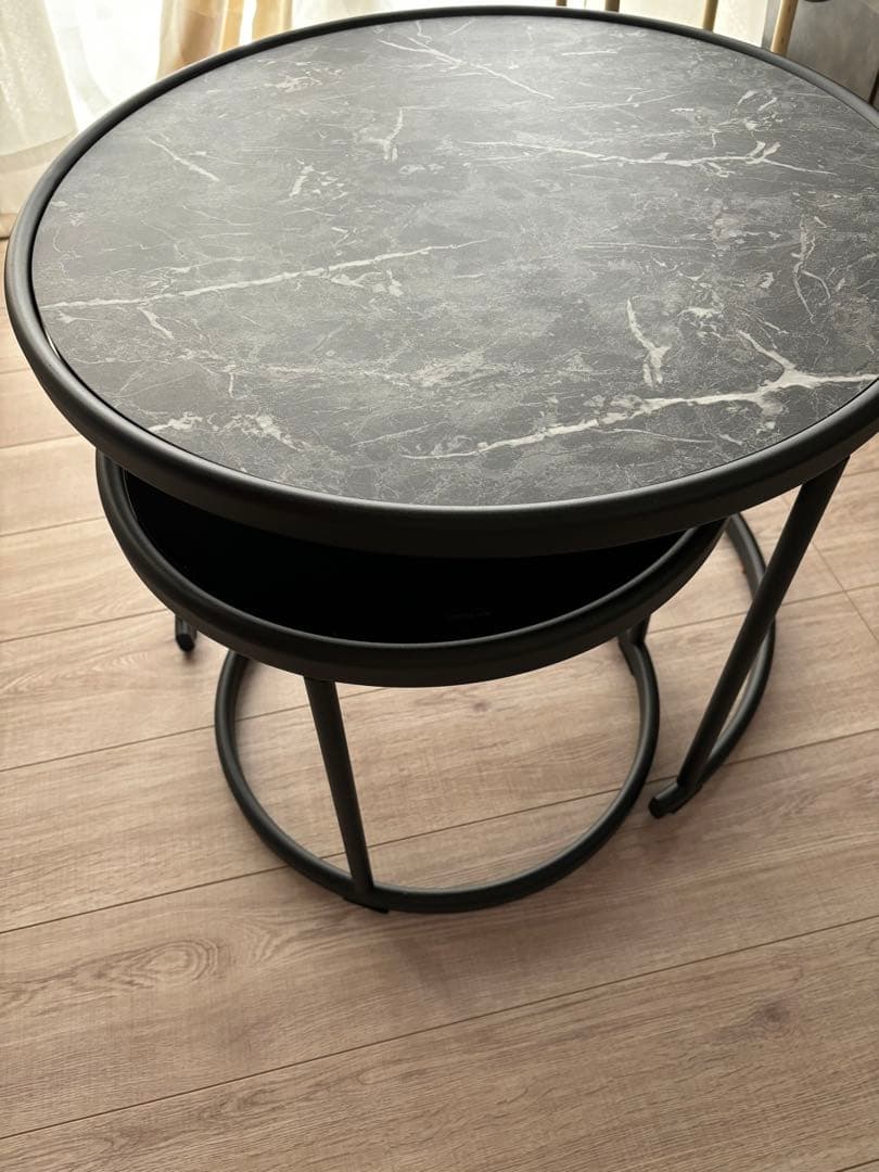 モダンサイドテーブル 大理石風 ネストテーブル