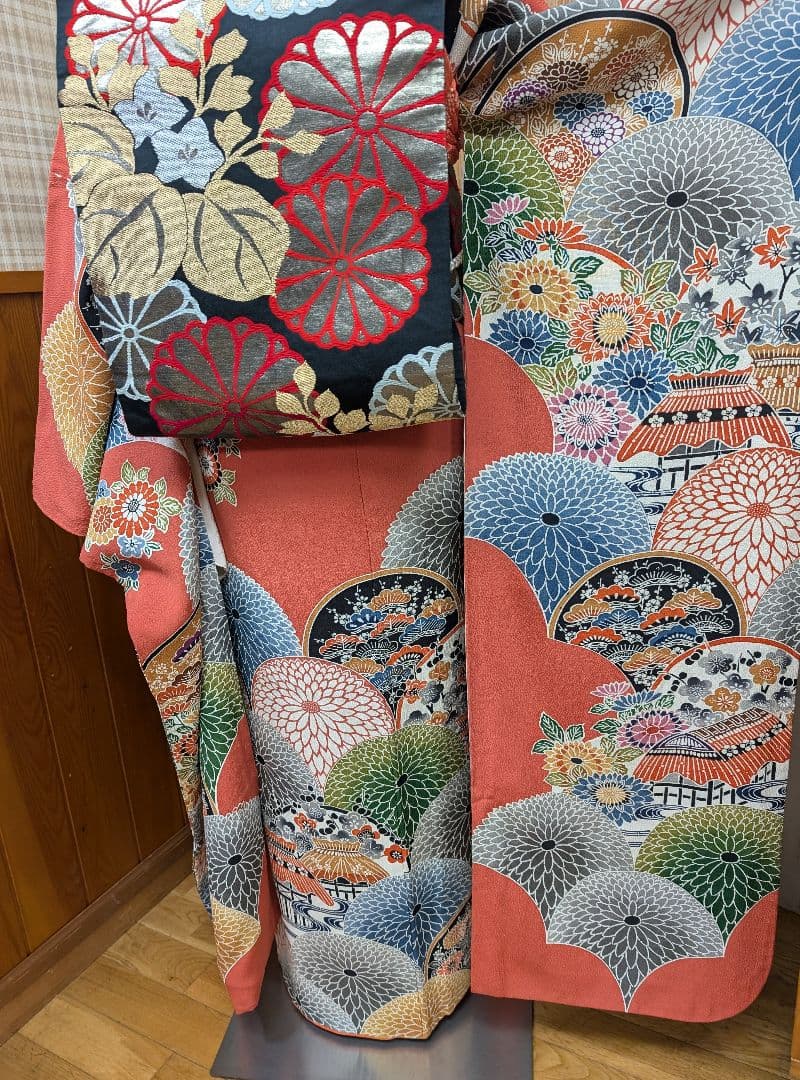 ★専用♦再お値下げしました！振袖+袋帯セット　京紅型　大輪万寿菊　丹後ちりめん