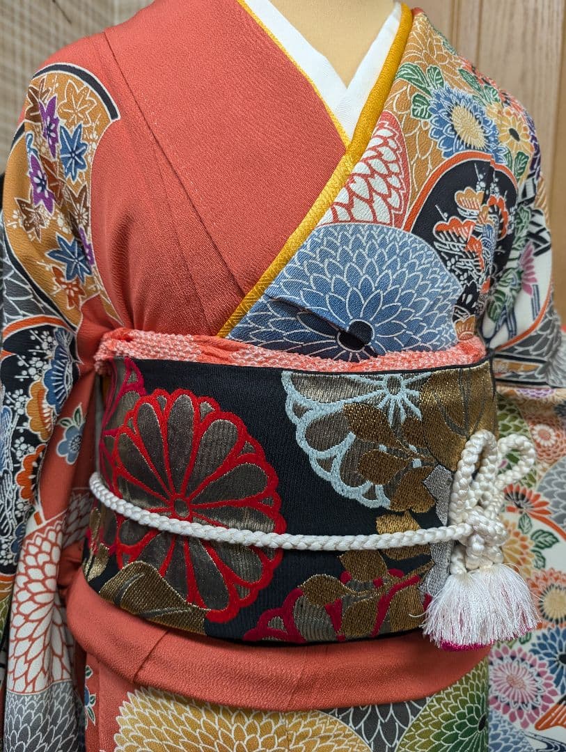 ★専用♦再お値下げしました！振袖+袋帯セット　京紅型　大輪万寿菊　丹後ちりめん