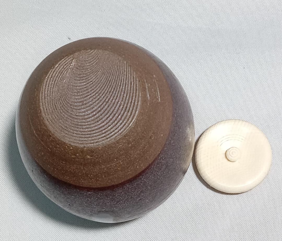 茶道具　丹波立杭焼　市野信水作　丹波焼肩衝茶入鴛鴦金襴仕覆付　未使用超美品！！