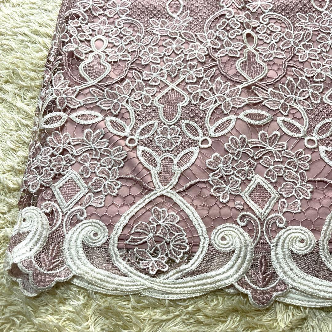 英国発　PHASE EIGHT 大きめ　清楚ピンク　刺繍ワンピース　美品　LL