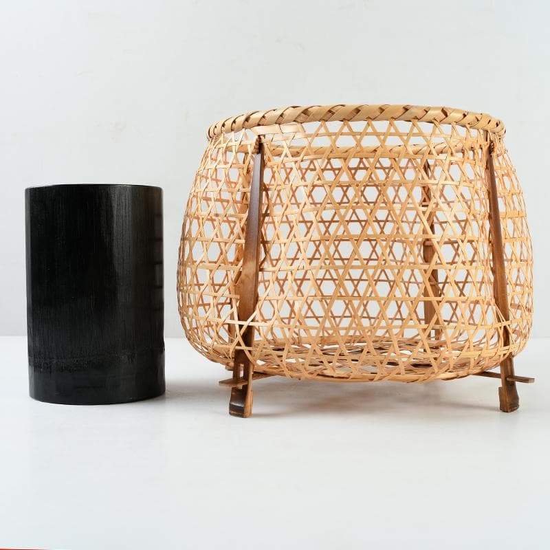 茶道具　竹穂作　花籠　花生　共布共箱　V　R9078B