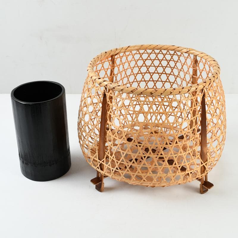 茶道具　竹穂作　花籠　花生　共布共箱　V　R9078B