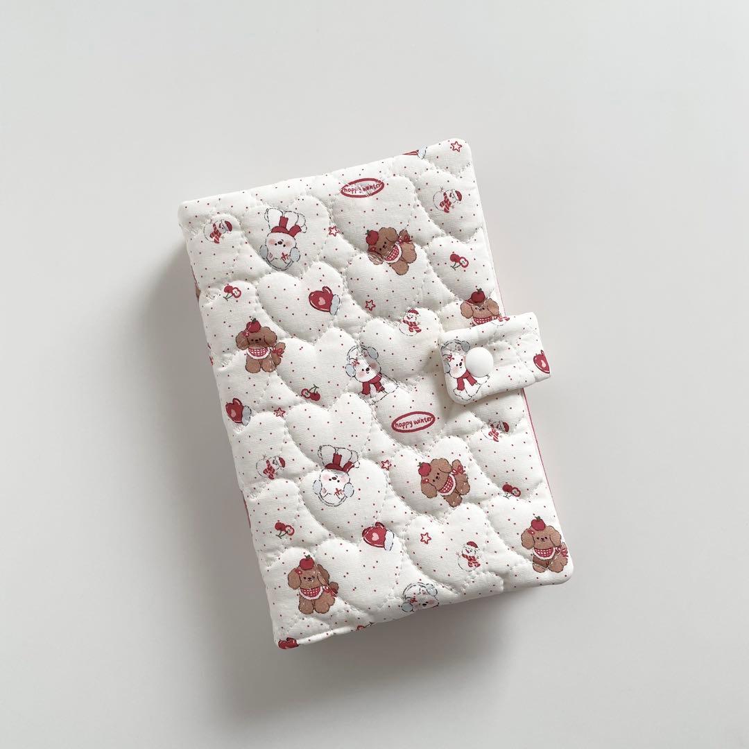 早い者勝ち　韓国　バインダー　カバー　貯金　現金管理　わんちゃん　赤　ストライプ