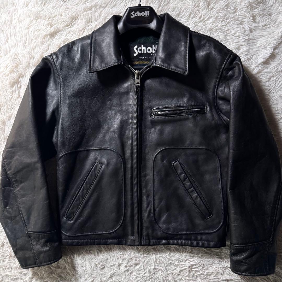 悪*鬼様 美品/廃盤品✨schott トラッカージャケット　652 本革　ブラッ