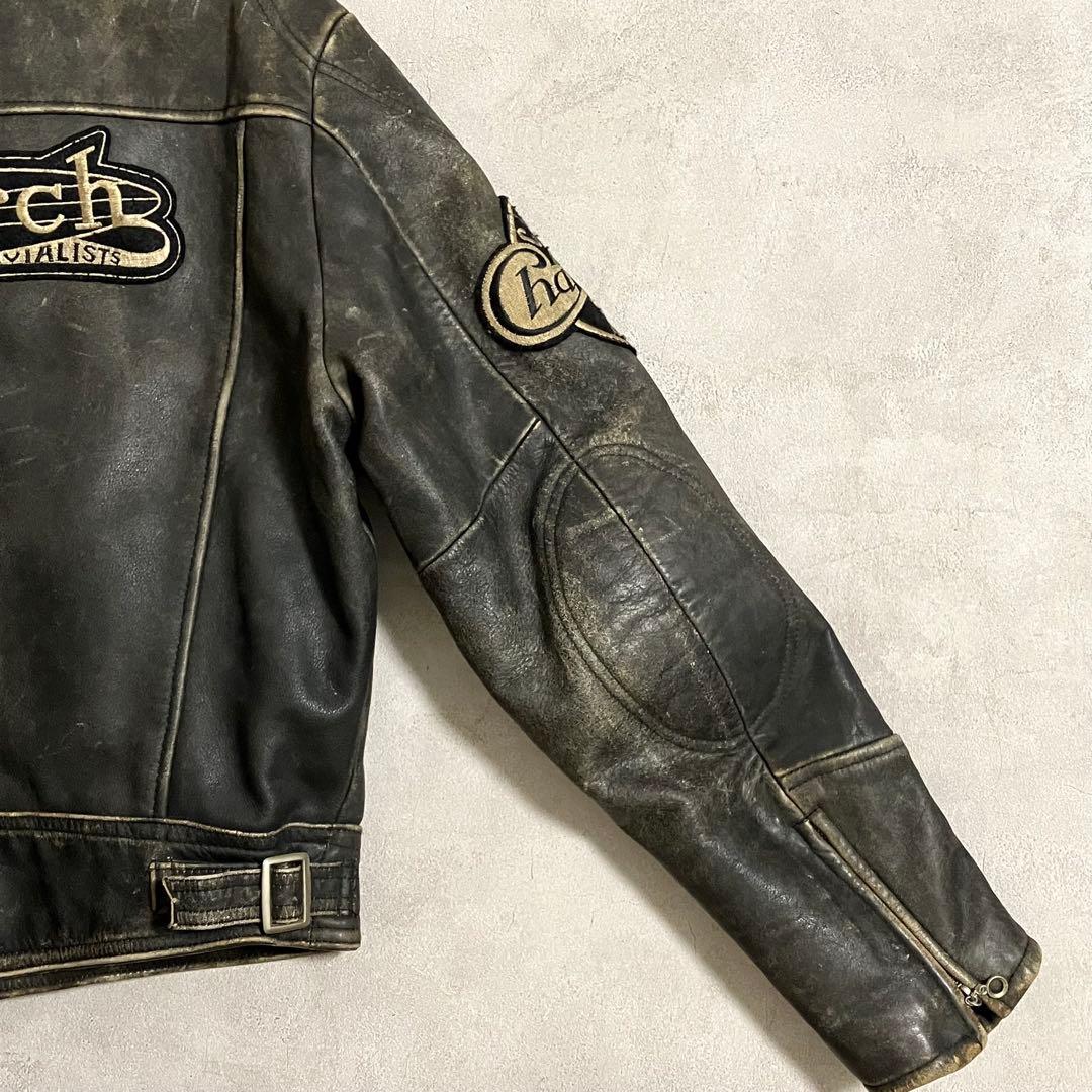 90's DOG FIGHT シングルライダースジャケット ヴィンテージ加工