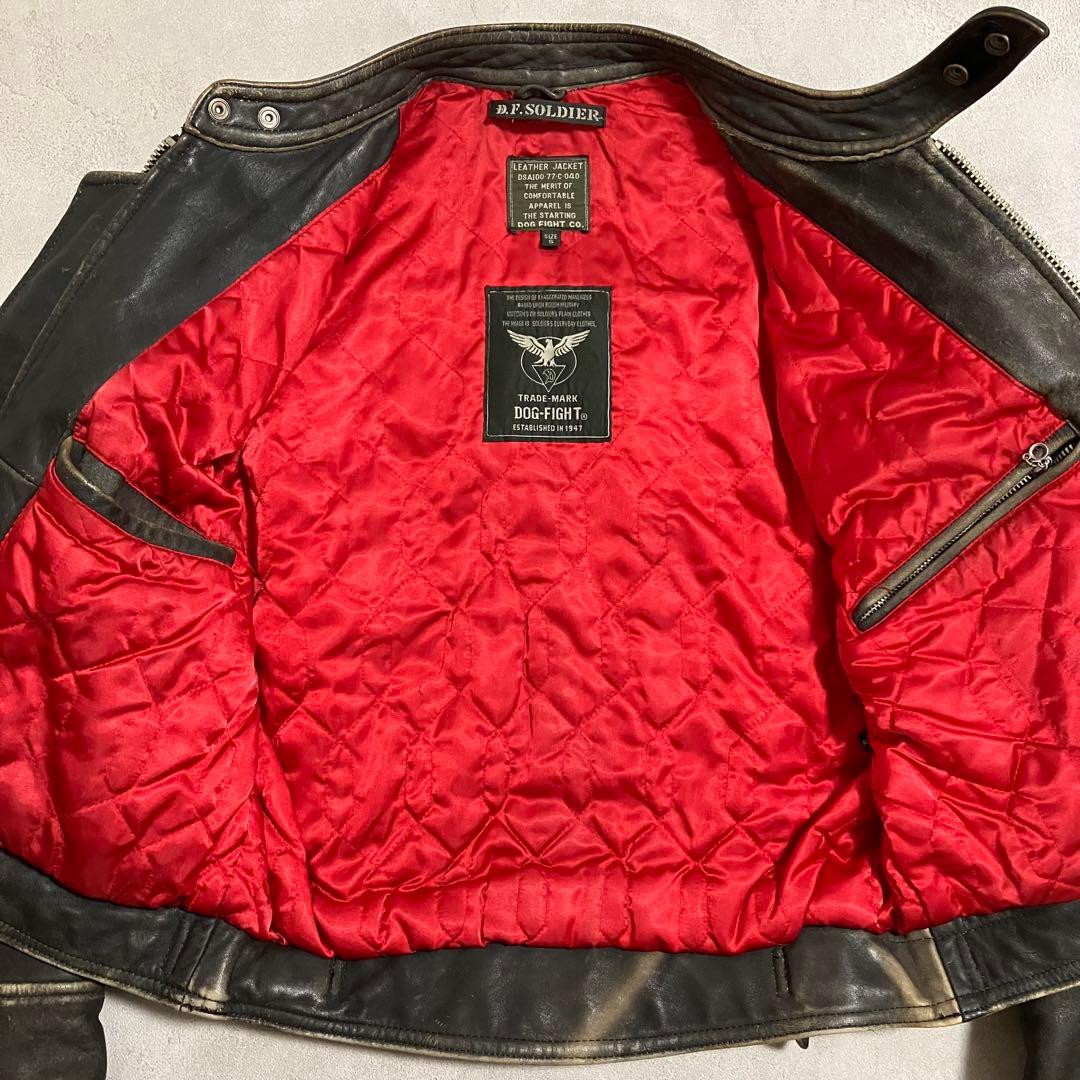 90's DOG FIGHT シングルライダースジャケット ヴィンテージ加工