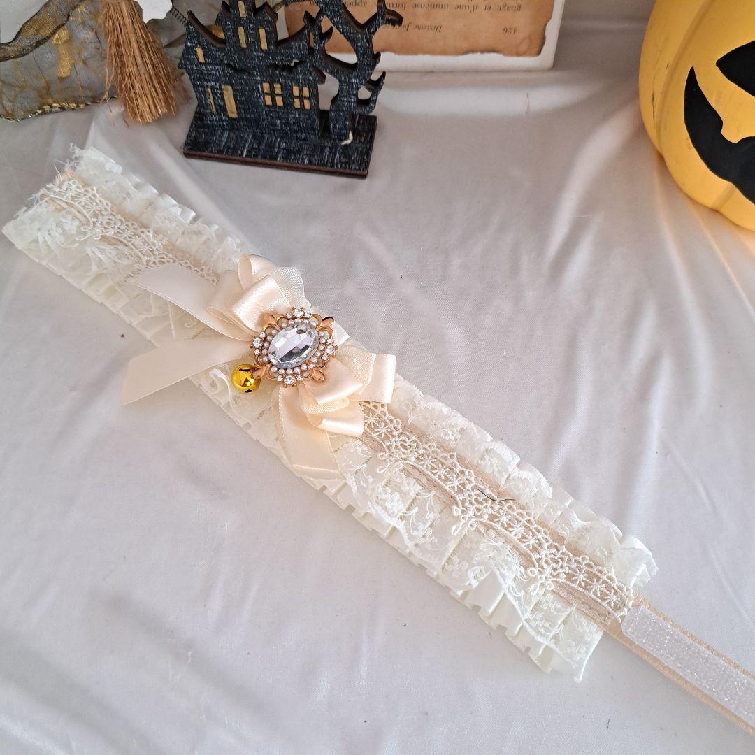 短毛ちゃんにも♥️中世ヨーロッパ風チョーカー(ホワイト④)わんちゃん猫ちゃん用