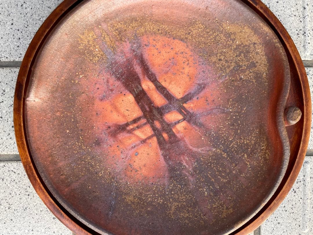 未使用　高級　備前焼　森丁斎作　桃形陶器皿　桃形