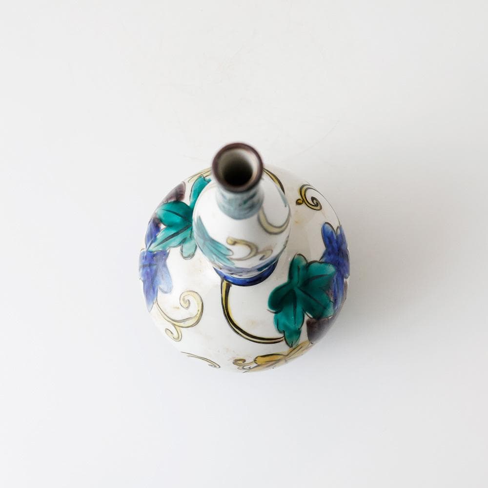 九谷焼 吉田屋写 色絵唐草文 瓢箪形花入 花器 花瓶