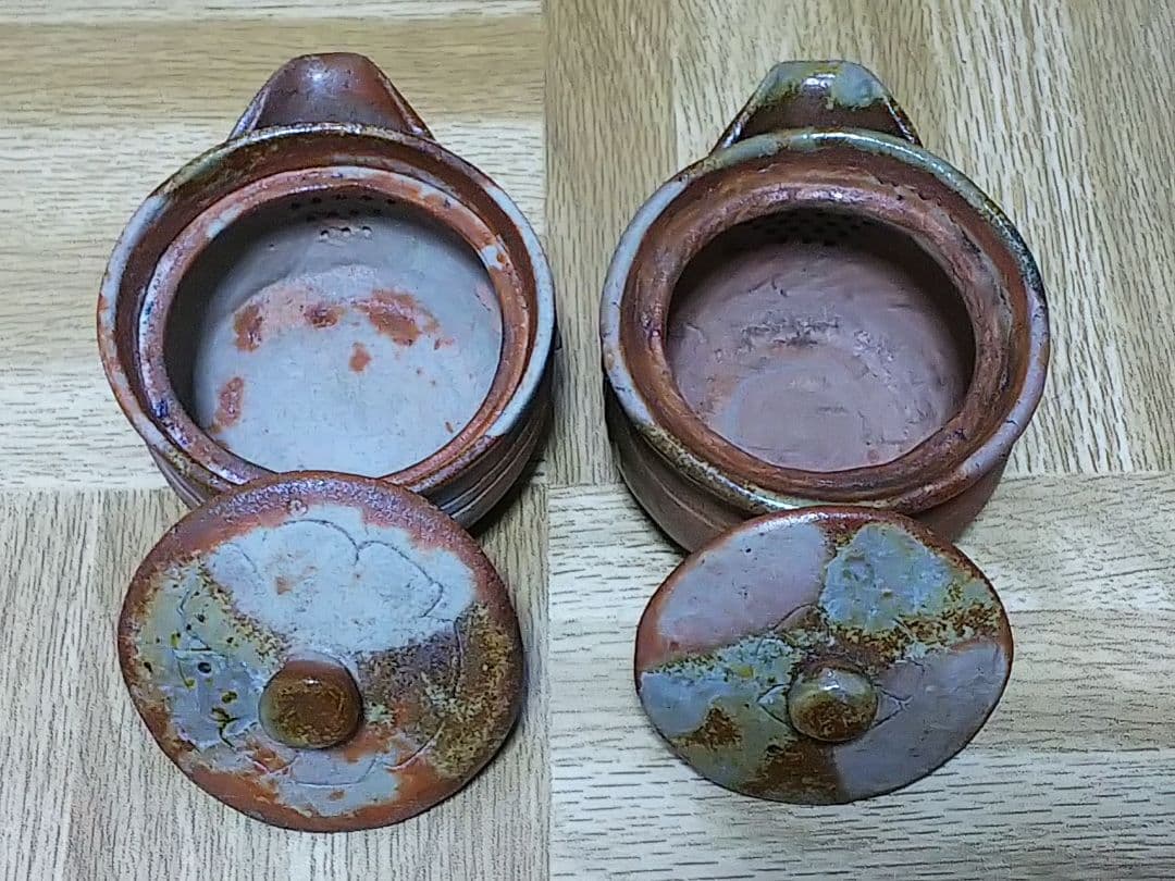 蔵出し品 備前焼 手造宝瓶 作家造 煎茶道具2個