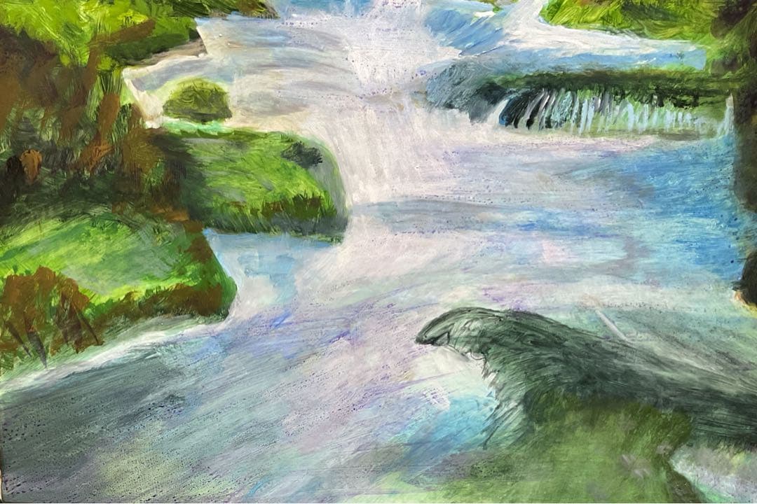 油彩画　「奥入瀬渓流　」　原画　F8