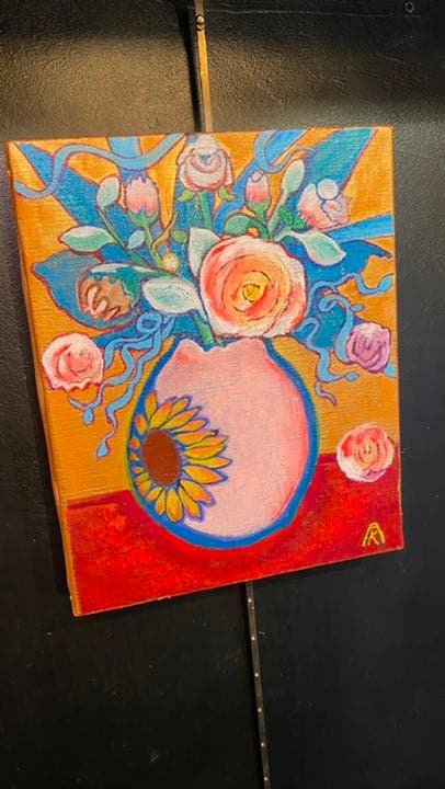 【アクリル画】商品名　「向日葵との出会い」新品未使用品