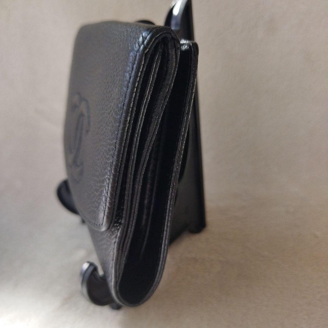 CHANEL シャネル　キャビアスキン　二つ折り財布 ブラック　メンテナンス済