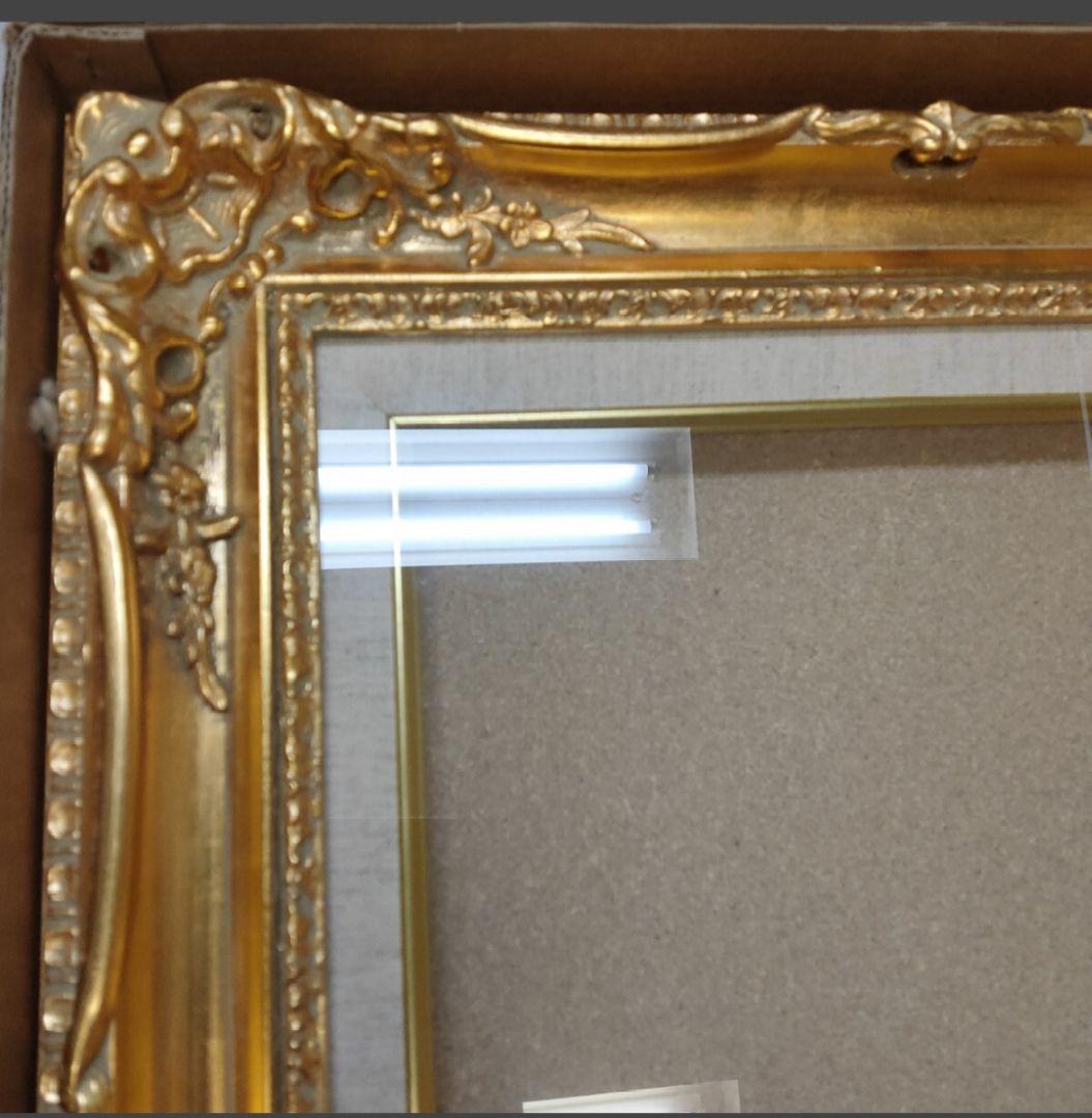 額縁 油絵/油彩額縁 成型フレーム F6号 ゴールド 金 アンティーク ガラス入