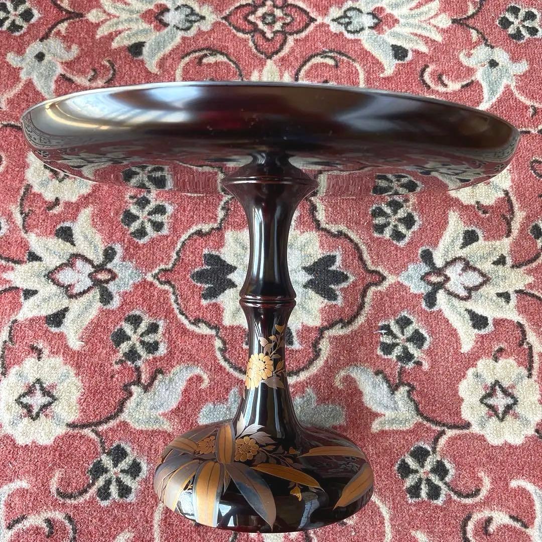 漆器　高台皿　蒔絵　金彩　木箱付き