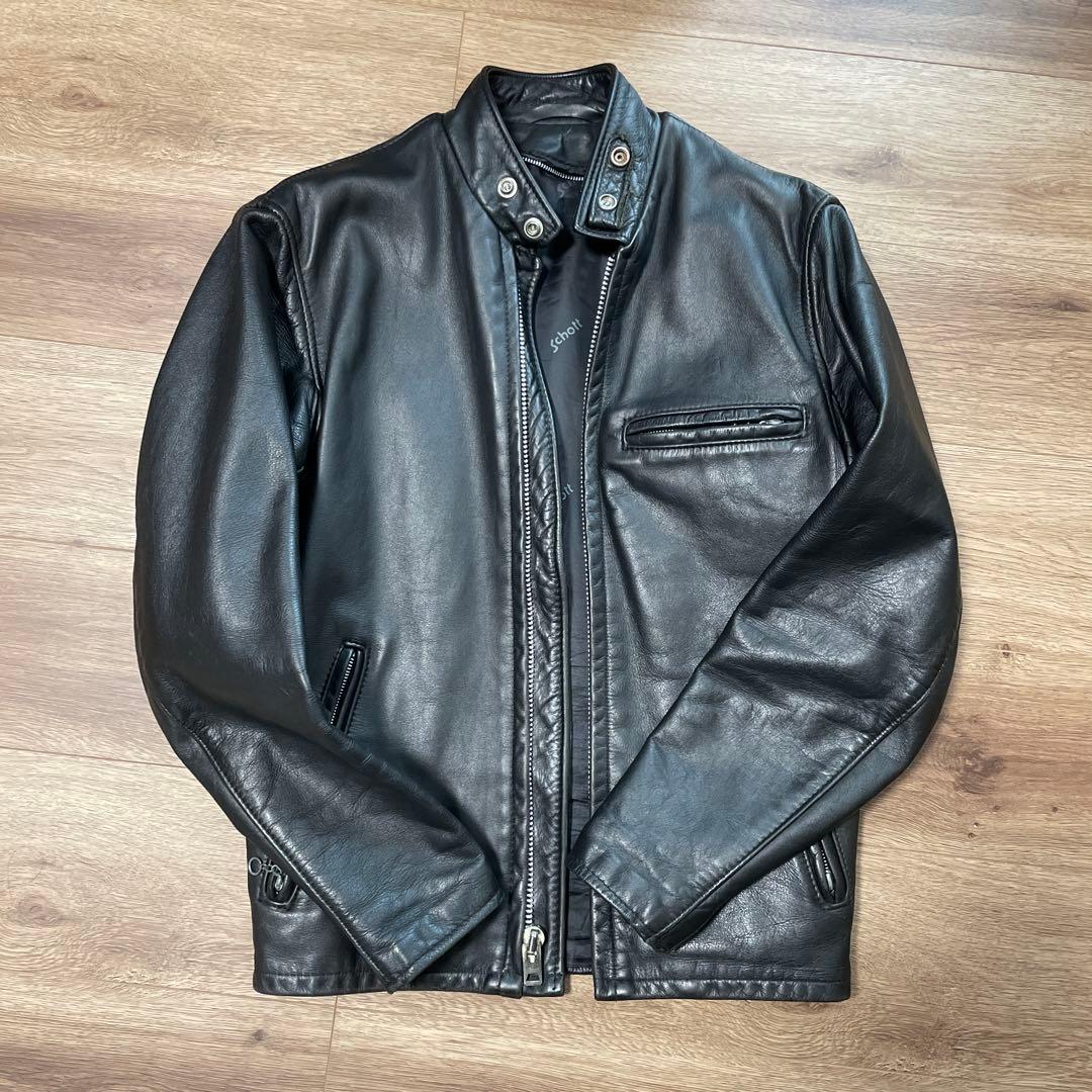 schott 641 レザーシングルライダースジャケット 34