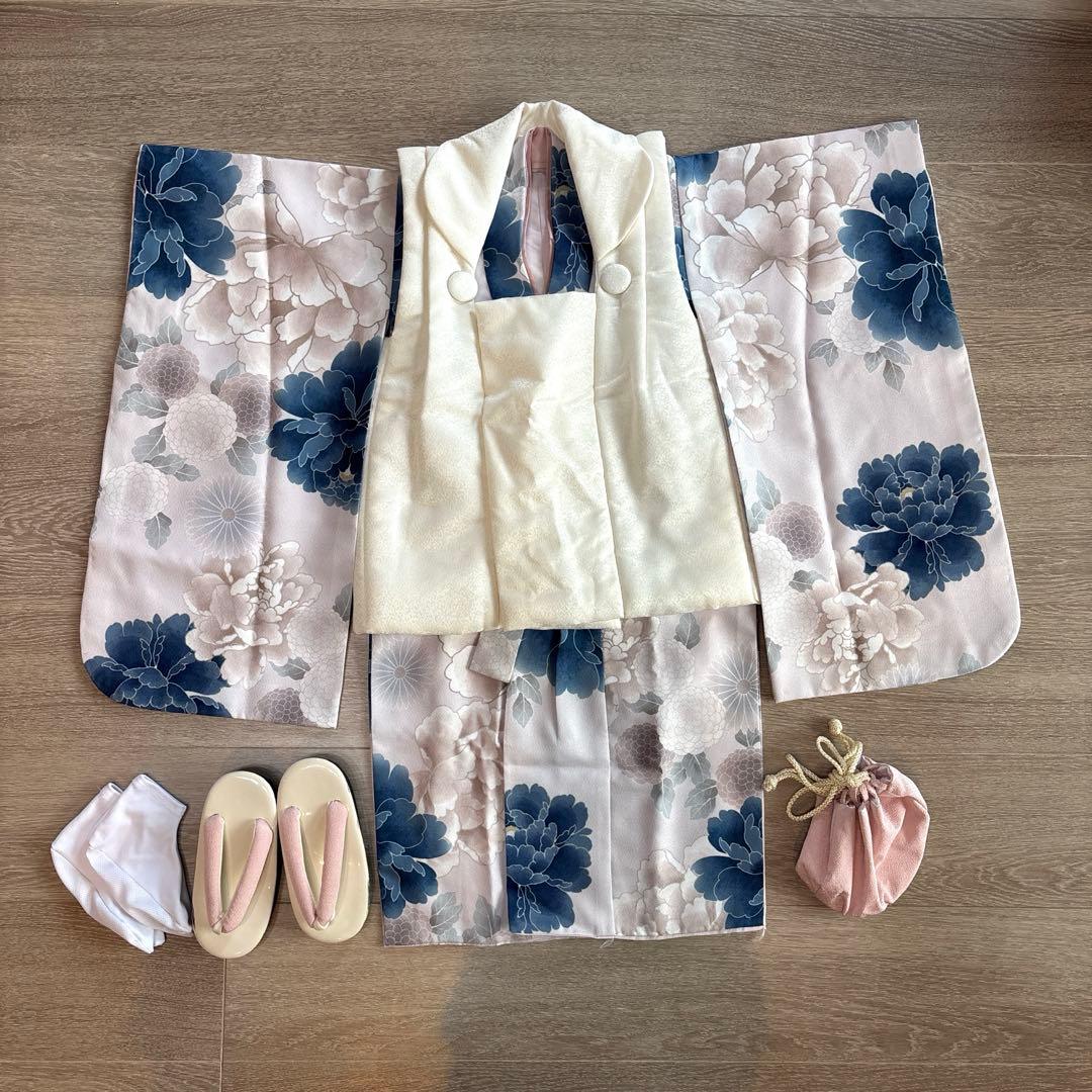 3歳　七五三着物セット　くすみカラー