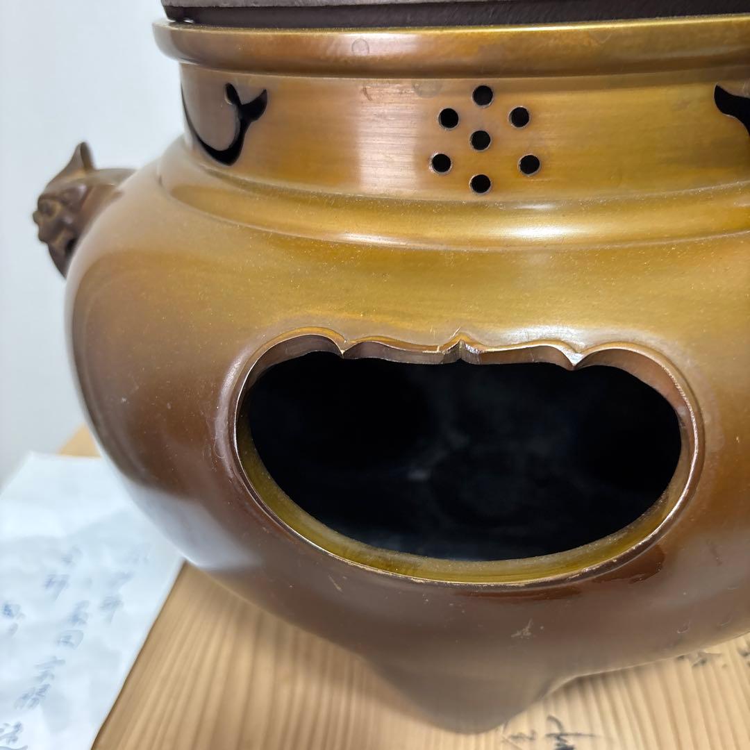 茶道具 釜 茶釜 唐銅 鬼面風炉 丸釜