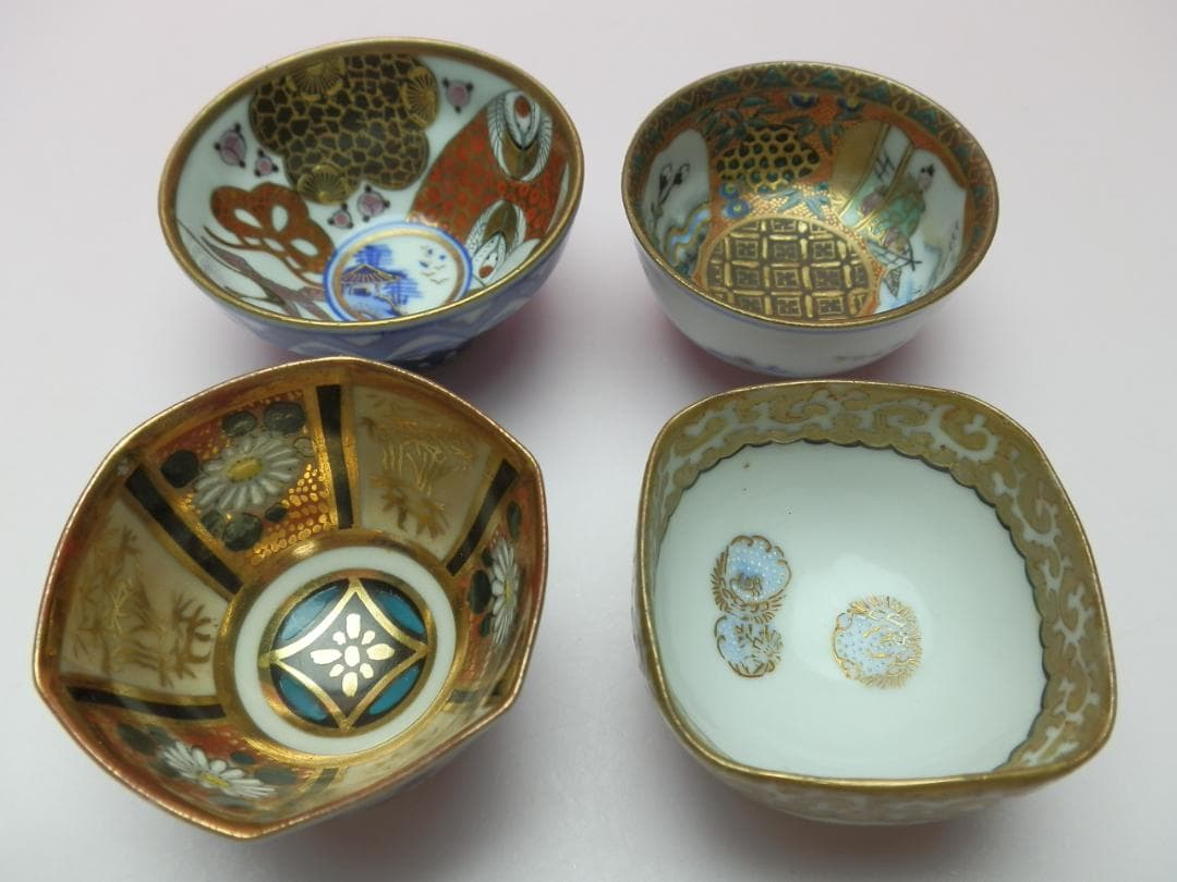 九谷 金彩 盃 花紋 他 4客セット E71224