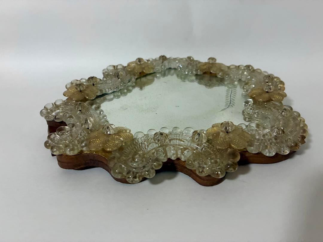 ヴィンテージ ムラーノガラス 花模様ミラー