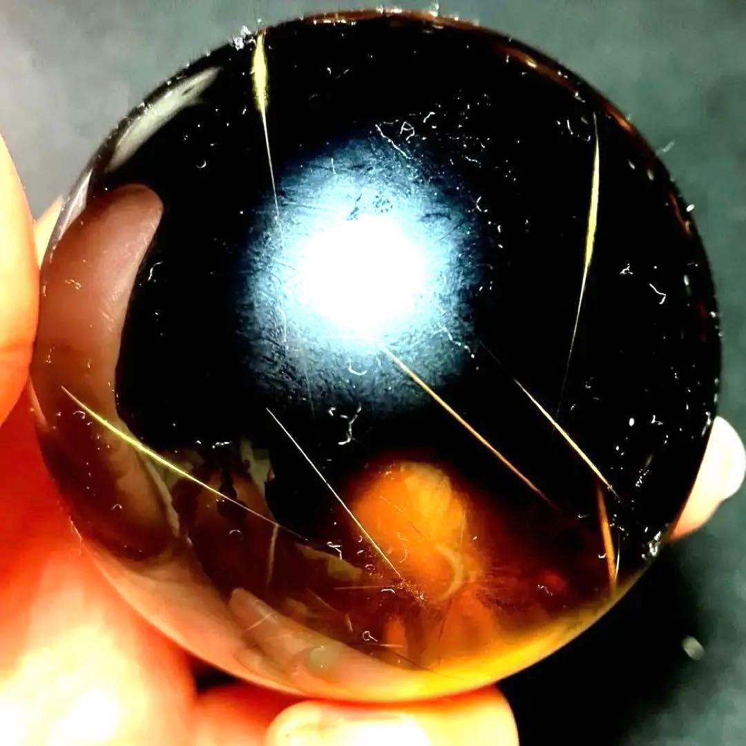 超大玉　60mm ゴールドルチルクォーツ　丸玉　スフィア　金針水晶