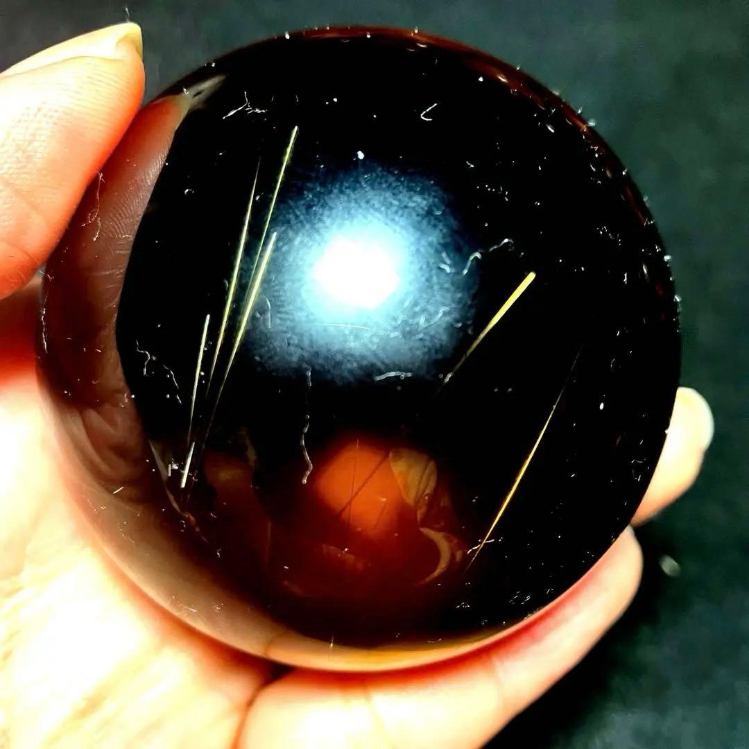 超大玉　60mm ゴールドルチルクォーツ　丸玉　スフィア　金針水晶