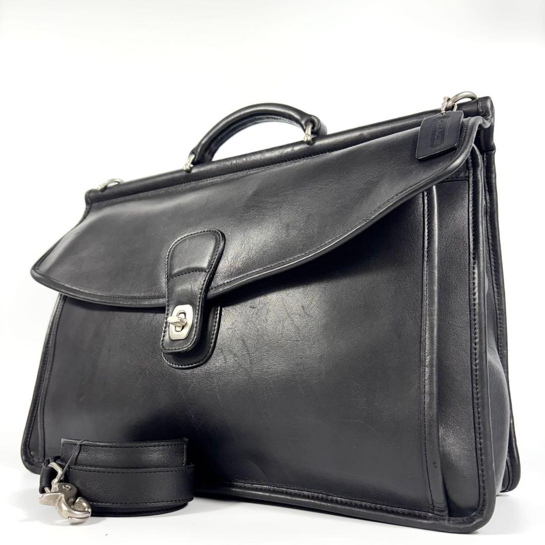 ✨美品✨コーチ ビジネスバッグ A4可 斜め掛け レザー シルバー金具 ブラック