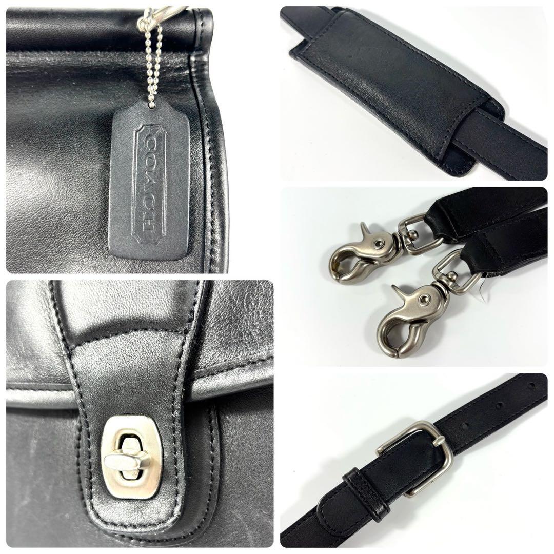 ✨美品✨コーチ ビジネスバッグ A4可 斜め掛け レザー シルバー金具 ブラック