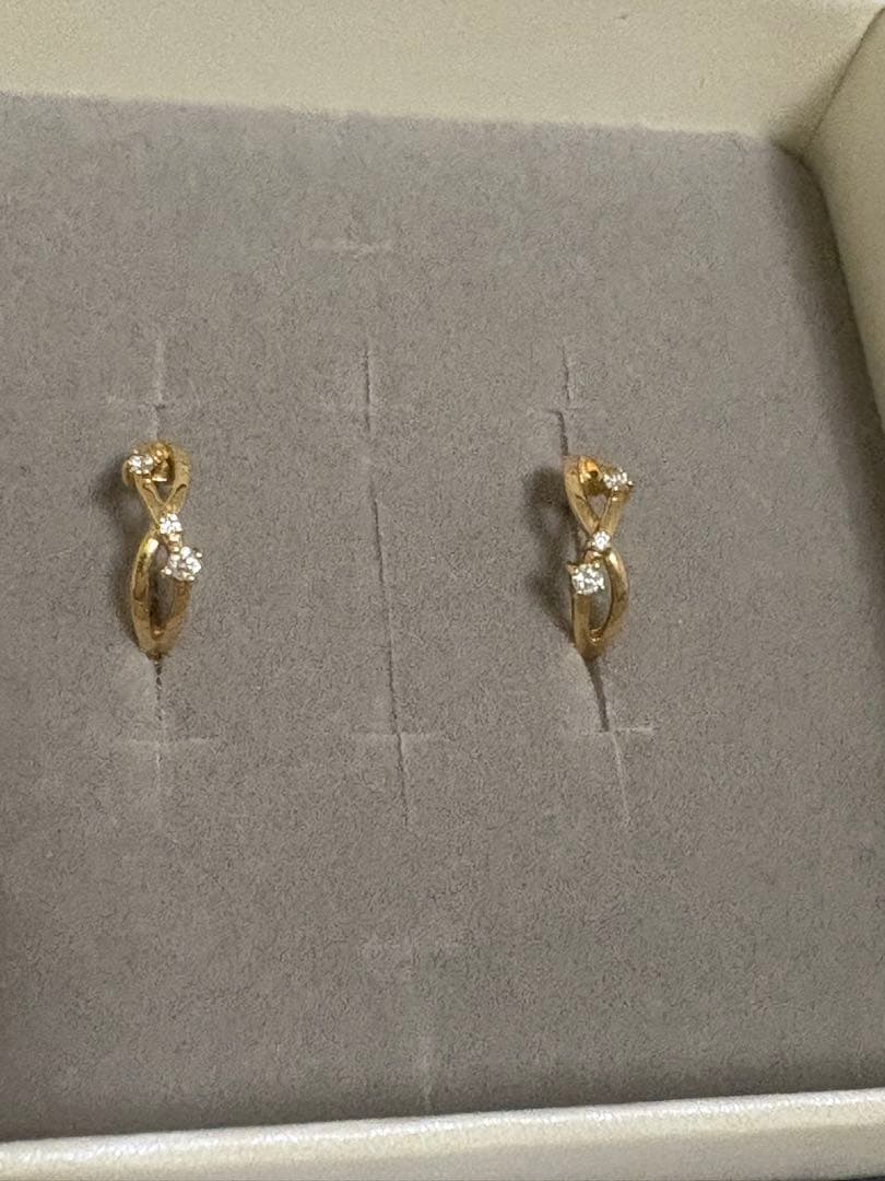 み*こ様 ツツミ K18イエローゴールドダイヤモンド フープピアス