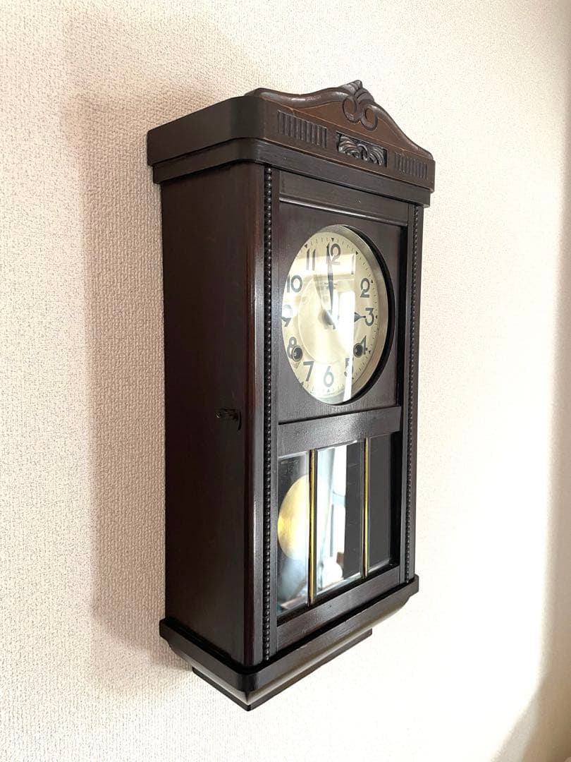 完動品 佐藤時計製造所オキュパイドジャパン 宮型ゼンマイ振り子時計