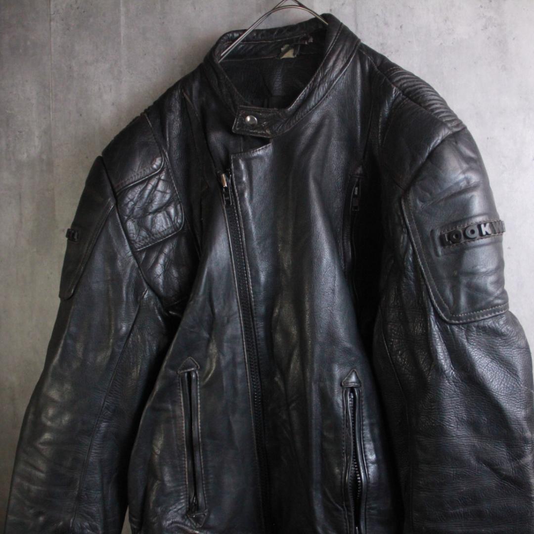 SP古着 レザーライダース ７０’s XL ユーロ古着 オランダ製 ダブル本革.