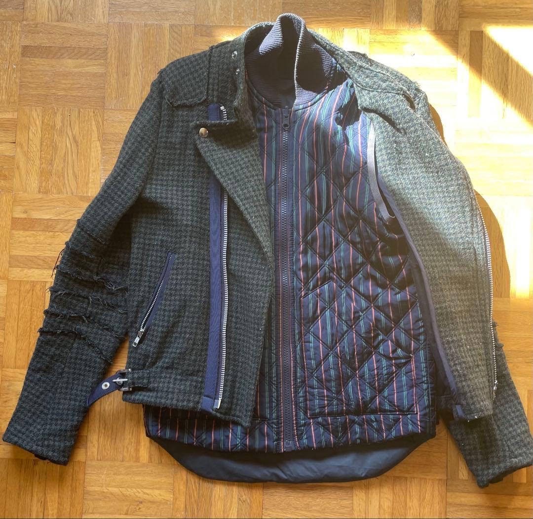 【最初期レアアイテム】sacai 14AW ウールライダースジャケット 2