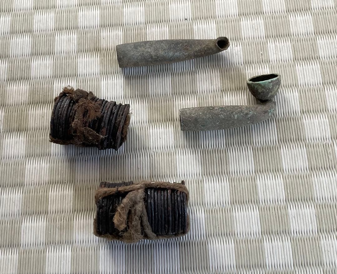 寛永通宝　キセル　出土　紐　江戸時代　仏像　道祖神　お守り　宝珠　刀　石器　土器