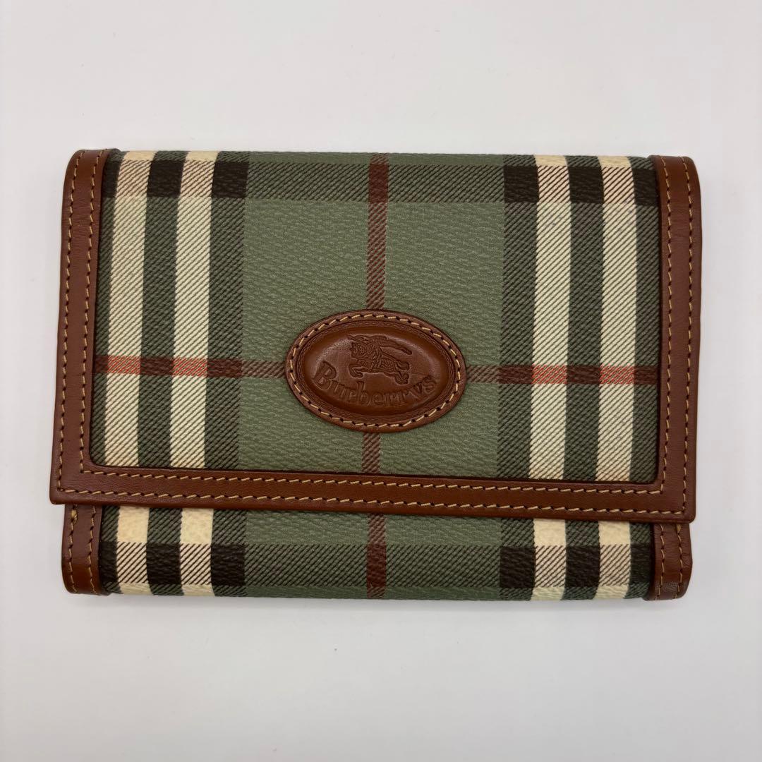 美品/希少品　BURBERRYS 二つ折り財布　チェック　グリーン　ブラウン