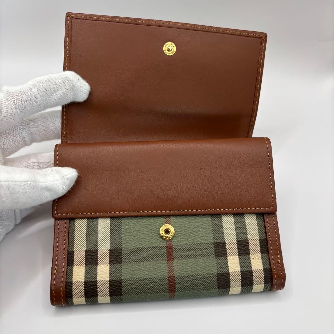 美品/希少品　BURBERRYS 二つ折り財布　チェック　グリーン　ブラウン