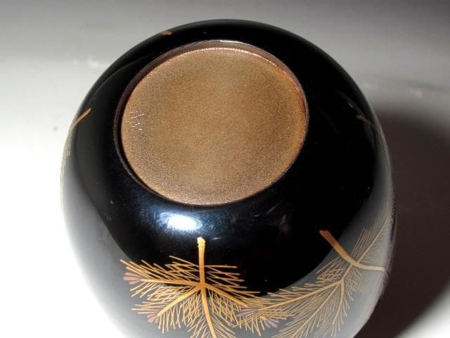 千家十職 中村宗哲 御所車蒔絵大棗 裏千家鵬雲斎花押の逸品☆ｚ775