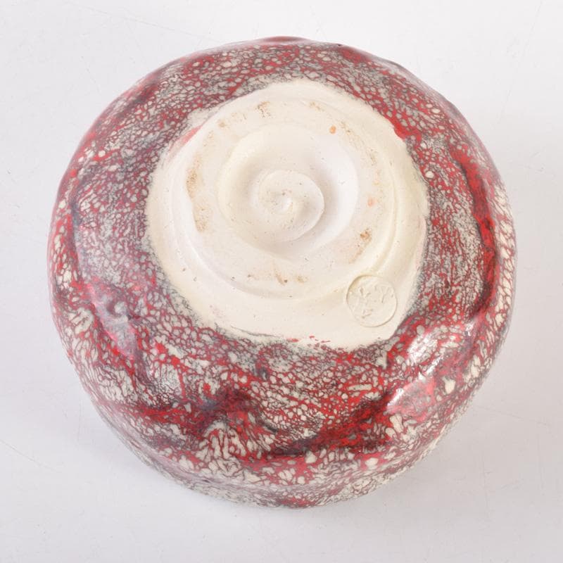 茶道具　箕面焼　松田志典作　辰砂　茶碗　共箱　C　7201