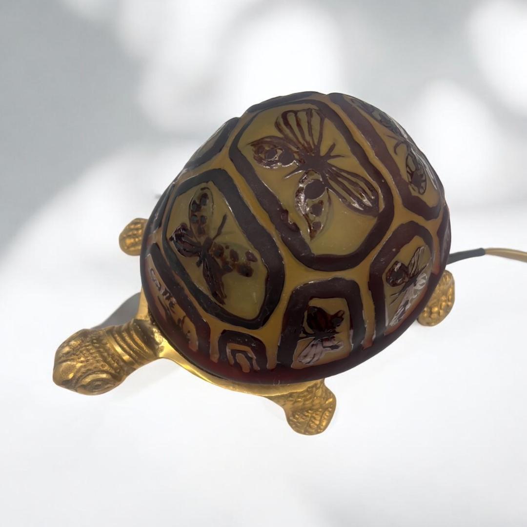 ◆証明書付◆Emile Galleエミールガレ　亀　卓上ランプ　カメオ彫り