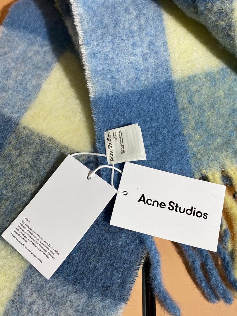 Acne Studios チェック柄マフラー ブルー