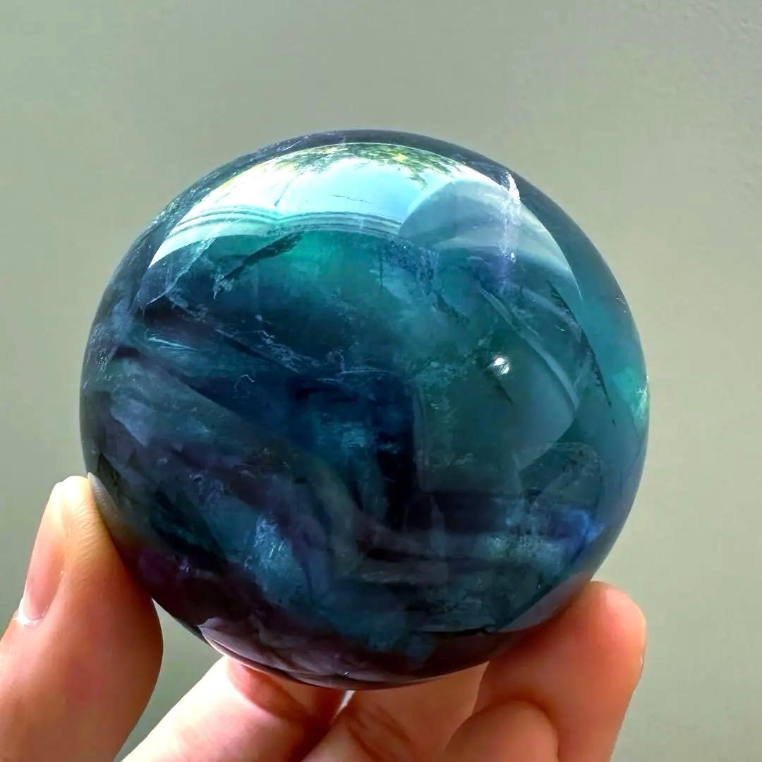 人*析様 ブルーフローライト　スフィア　5.6㎝　289g マリンブルー　フロー