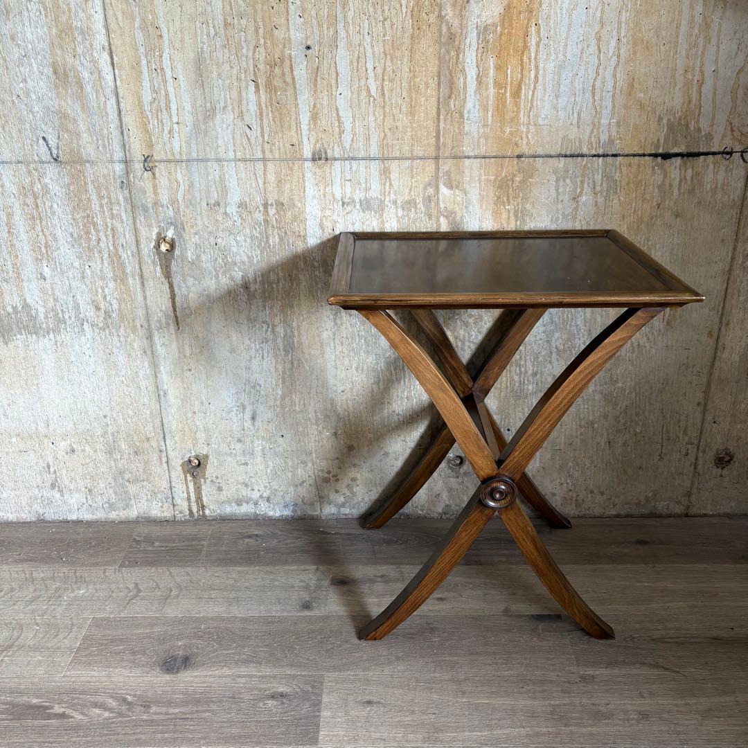 ヴィンテージ　ウッドクロスフレーム　サイドテーブル　コーヒーテーブル