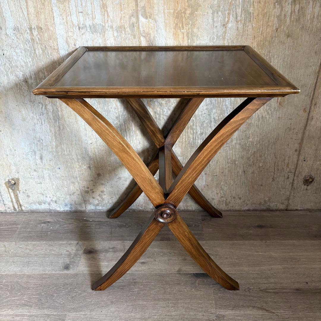 ヴィンテージ　ウッドクロスフレーム　サイドテーブル　コーヒーテーブル