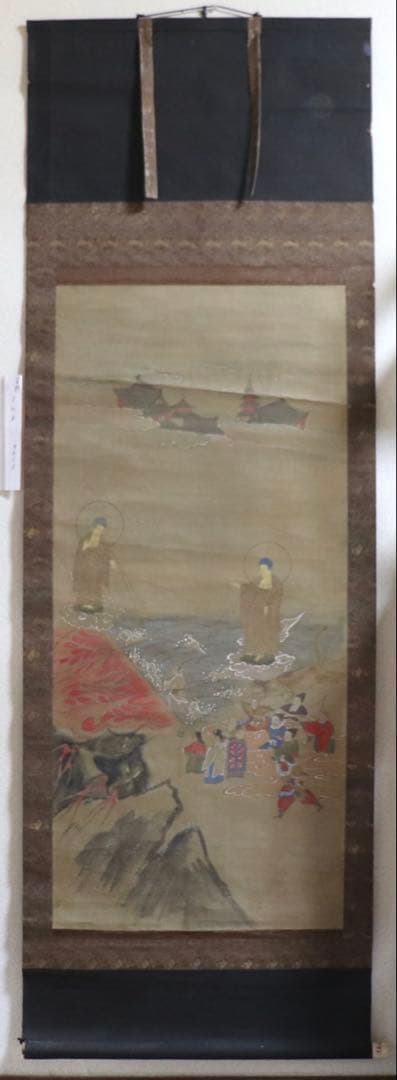 中国　古仏画　ニ河白尊之圖　絹本肉筆　掛軸　送料込み250716