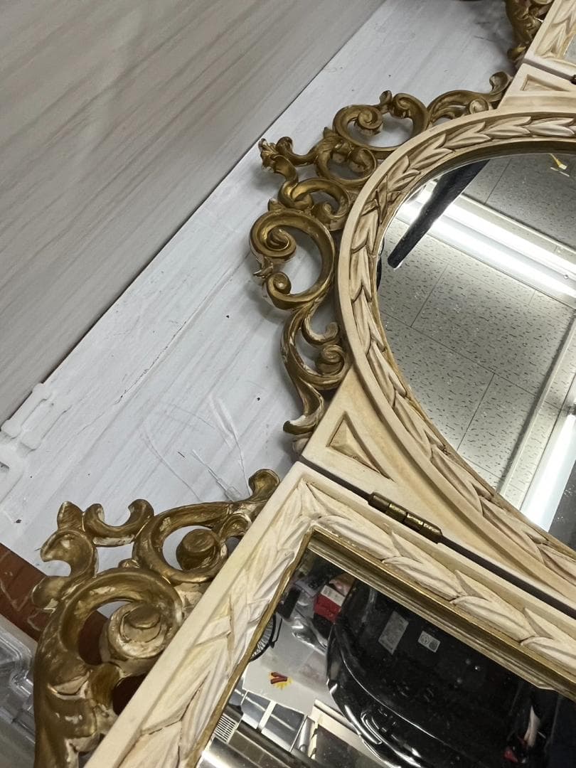 アンティーク調　イタリア製　３面鏡　レトロ