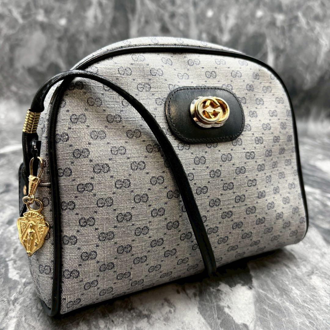 ✨美品✨GUCCI GG ショルダーバッグ ネイビー ロゴ ゴールド金具