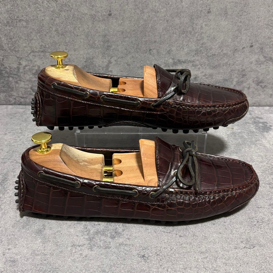 未使用級　コールハーン　ドライビングシューズ　クロコ型押し　ブラウン　1918