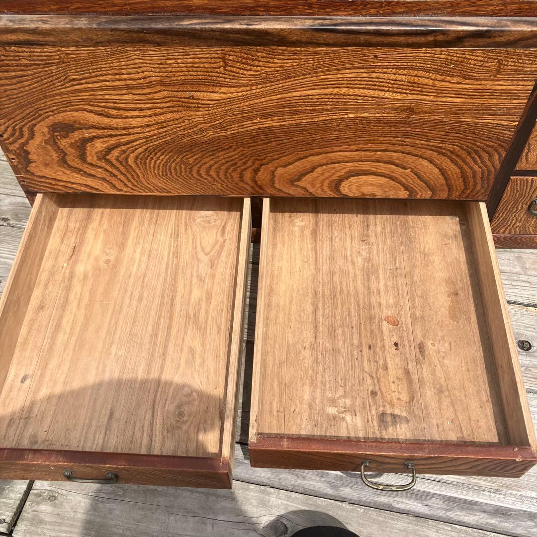 昭和レトロ 木製 長火鉢 五徳付き 5杯 引き出し収納付き 火鉢 囲炉裏 古家具