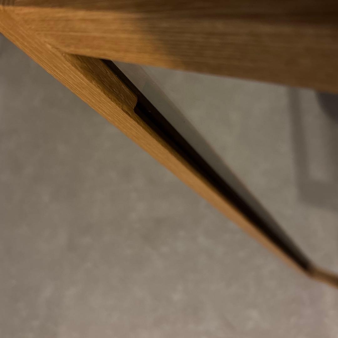 無印良品 キャビネット ガラス扉　観音開き　天然木　タモ材　脚付き　食器棚