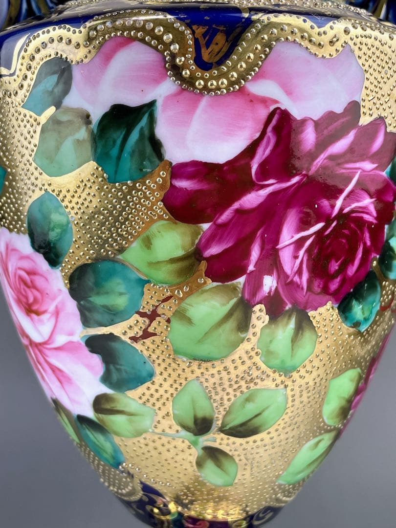 【専用】オールドニッポン ３１㎝ アールヌーボー 薔薇紋花瓶 フラワーベース